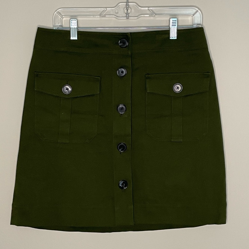 Olive button up skirt